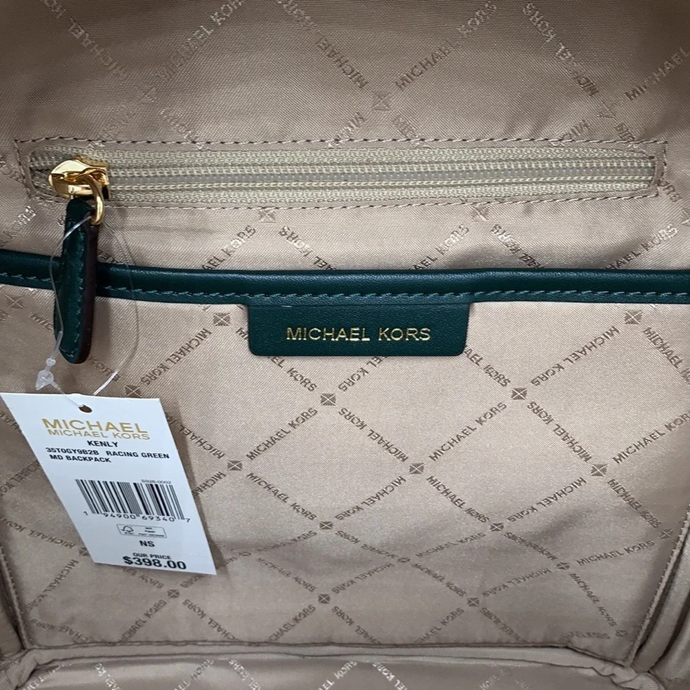 MICHAEL KORS KENLY MEDIUM BACKPACK Racing Green/ Brown signature color